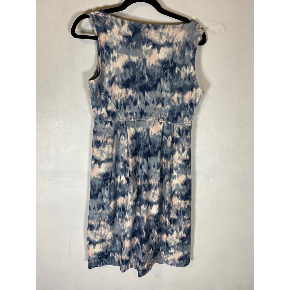 Eddie Bauer Blue Watercolor Fit Flare Dress Sleeveless Pockets Medium - Picture 8 of 9